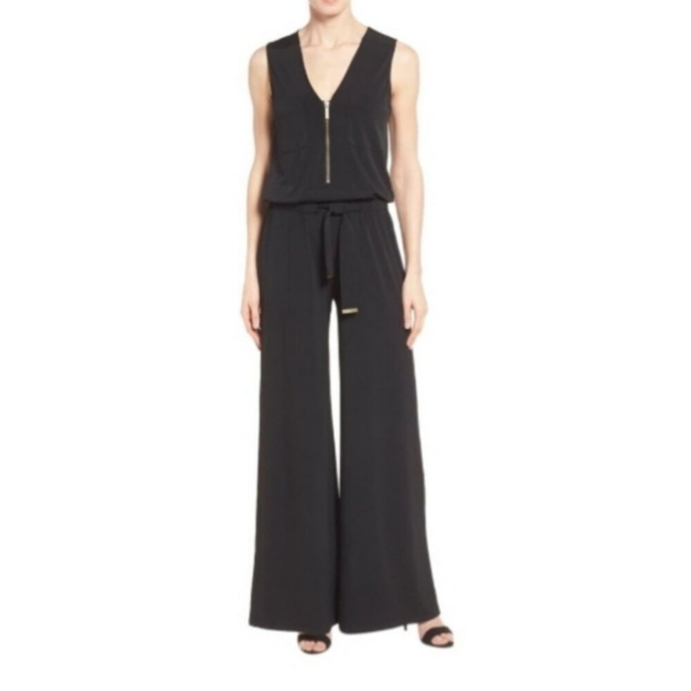 Michael Kors black classy wide leg sleeveless jumpsuit romper.